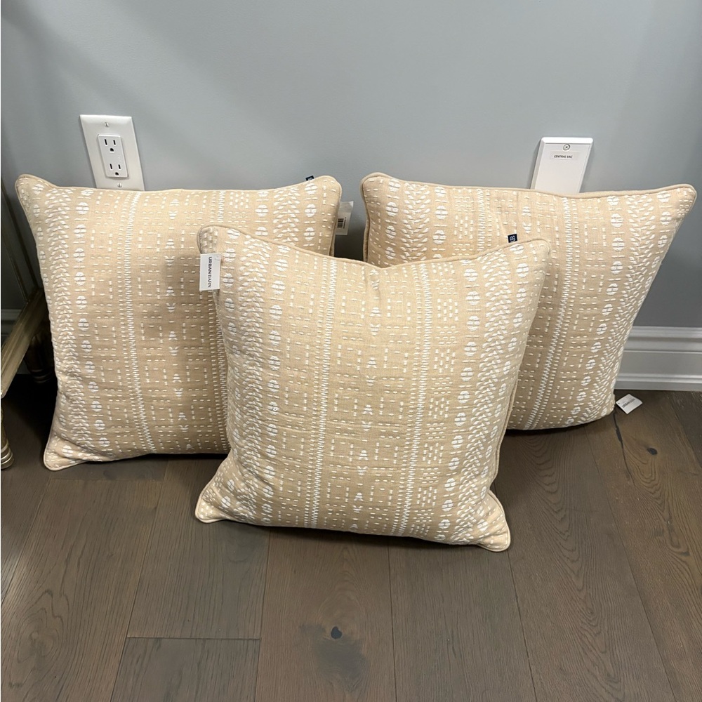 Urban Barn camel colour throw pillows NWT 20” ret $55ea